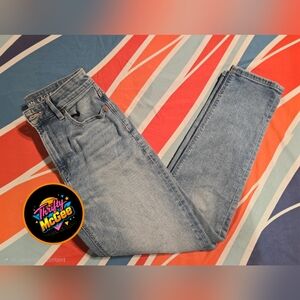 American Eagle Mom Jeans Size 2 Regular Light Wash High Rise Stretch Denim